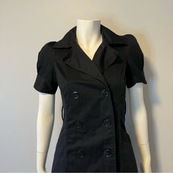 Club Monaco black double breasted Short sleeves  trench coat for spring size 4 - Picture 7 of 10